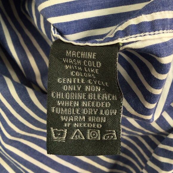 Lyle & Scott button up Blue White Striped shirt size L - Picture 6 of 10